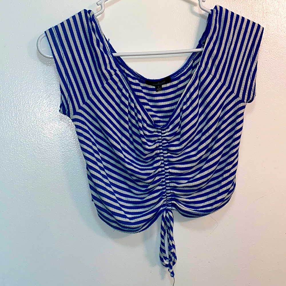 Size S Ambiance Crop Top Blue/White Stripe